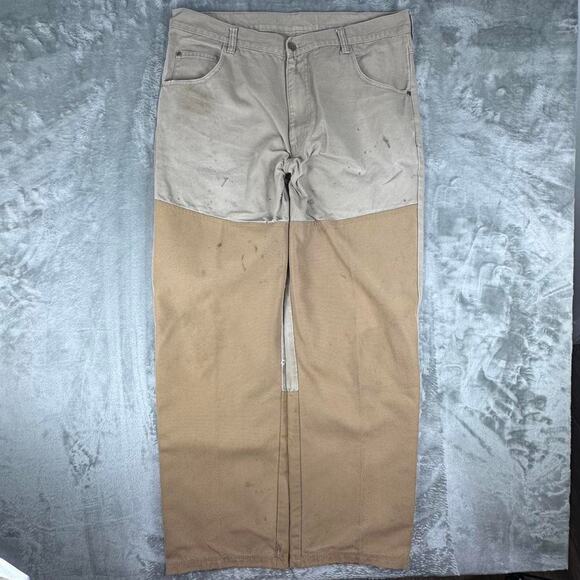 Distressed Scheels Outfitters Canvas Double-Knee Work Pants Size 38x34 - Picture 1 of 8